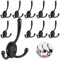 Hooks para casacos, montado na parede, Heavy Duty Black, pacote com 5