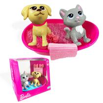 Hora Do Banho Com Gata E Cachorro Barbie Mini Pets E Acessórios De Banho Divertidos Pupee