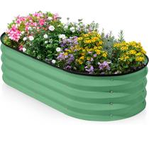 Horta Elevada de Metal em Formato Oval 200x60cm Verde Horta Elevada de Metal em Formato Oval 200x60cm Verde