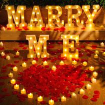 Hortsun Marry Me Light up Letters Proposal Decorações Will You Marry Me Sign Rose Petals 24 velas LED Luz noturna romântica para proposta de noivado e casamento ao ar livre (vermelha)