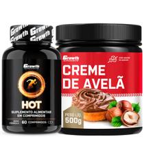Hot Termogênico 60 Caps + Creme Avelã Fit 500g Growth