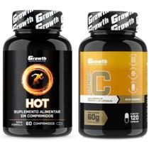 Hot Termogênico 60 Caps + Vitamina C 120 Caps Growth