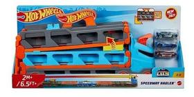 Hot Wheels City Caminhão Speedway Hauler Pista Corridas Lançador Duplo Com 3 Carrinhos - Mattel