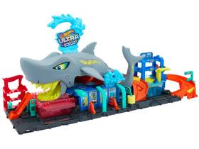 Hot Wheels City, Pista de Brinquedo Lava-Rápido Mega Tubarão com 1 Carrinho Color Reveal