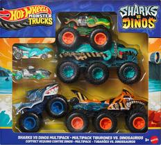 Hot Wheels Monster Trucks Pack Tubarões vs. Dinossauros Mattel JGD68 Hot Wheels Monster Trucks Pack Tubarões vs. Dinossauros Mattel JGD68