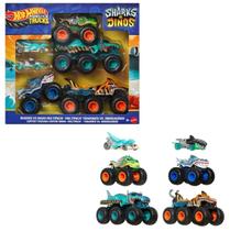 Hot Wheels Monster Trucks Sharks Vs. Dinos Pack Com 6 Carros