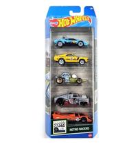 Hot Wheels Pack com 5 Carrinhos Retro Racers HTV50 - Mattel (41203) Hot Wheels Pack com 5 Carrinhos Retro Racers HTV50 - Mattel (41203)