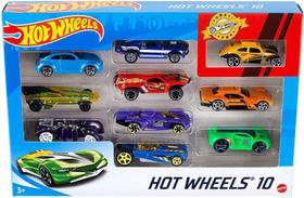 hot wheels pacote com 10 carros escala 1:64 sortimento 54886