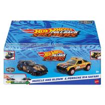 Hot Wheels Pullback Speeders - Conjunto de 2 Carrinhos de Friccao Surpresa - Azul e Amarelo MATTEL