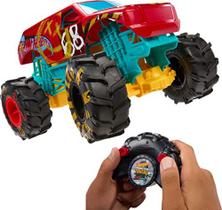 Hot Wheels RC Monster Trucks 1:15 Escala HW Demo Derby, 1 Caminhão de Brinquedo de Controle Remoto com Pneus de Ação de Terreno, Brinquedo para Crianças de 4 Anos e Mais Velhos