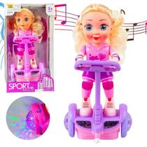 Hoverboad Boneca Giratótia 360 graus Dance Skate com Som e Led Bate e Volta Lovely Doll