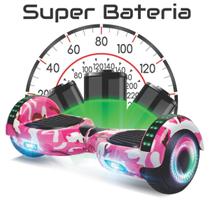 Hoverboad Skate Eletrico Rosa Camuflado 2024 Led Bluetooth