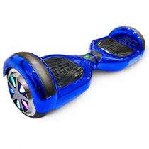 Hoverboard 6 Polegadas Skate Eletrico Infantil Bluetooth Com Leds Colorido Overboard Azul Cromado - Luuk Young