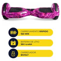 Hoverboard Com Som Integrado E Luzes Led Cor:ROXO GALAXIA Hoverboard Com Som Integrado E Luzes Led Cor:ROXO GALAXIA