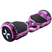 Hoverboard flash pink - skate eletrico 6,5 led bluetooh - dm brasil
