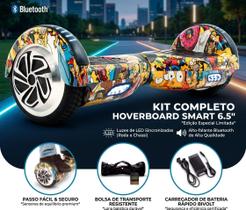 Hoverboard Personagens Bivolt com Bluetooth, Luzes LED e Mochila Transporte