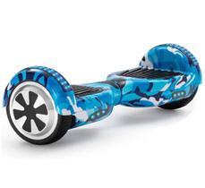 Hoverboard Skate Elétrico 6.5 Azul Camuflado Led Bluetooth
