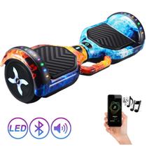 Hoverboard Skate Elétrico 6.5 Led Bluetooth Fogo Gelo Bolsa - DM Toys