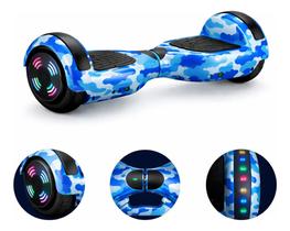 Hoverboard Skate Elétrico 6.5 Polegadas Azul Camuflado Led Bluetooth Menino Hoverboard Skate Elétrico 6.5 Polegadas Azul Camuflado Led Bluetooth Menino