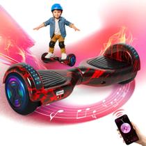 Hoverboard Skate Elétrico 6.5 vermelho fogo Led Bluetooth
