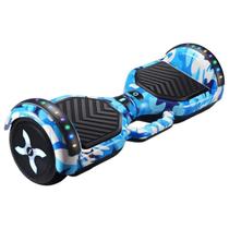 Hoverboard Skate Elétrico Azul Camuflado Com Led e Bluetooth