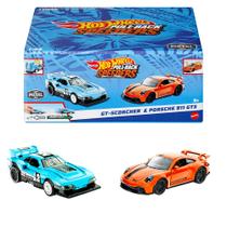 Hpr91 hot wheels diecast conjunto 2 carrinhos de fricção surpresa