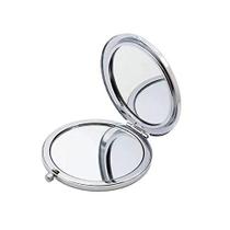 HREW Espelho Compacto de Ampliação para Bolsas com 2 x 1x Ampliação, Folding Mini Pocket Double Sided Travel Makeup Mirror, Perfeito para Bolsa, Bolso e Viagem (Prata)