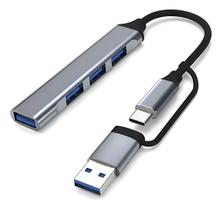 Hub 2 Em 1 Entrada Tipo C 4 Portas Usb3.0 Usb2.0 Hub Alumíni