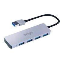 Hub 4 Portas Expansor USB Ultra Rápido 3.0 Para Computador Pc Notebook Bright Cinza