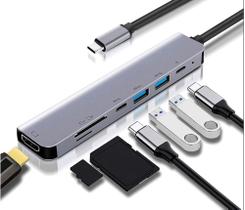 Hub 7 In 1 Estação Usb Várias Entradas Tipo C Micro Sd Note