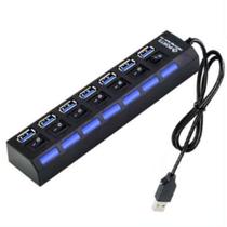 Hub 7 Portas com Interruptor USB 2.0 e Led TV Video Game Soundbar - HI-SPEED