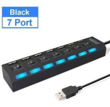 Hub 7 portas usb 2.0 com switch e led - Lehmox