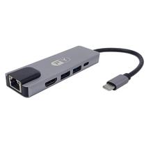 Hub Adaptador 5 Em 1 Gv Brasil, Usb Tipo-C Macho, Hdmi + 2X