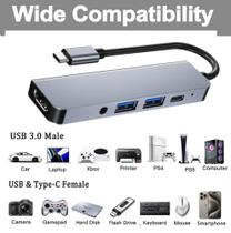 Hub Adaptador 5 em 1 Type-c Hdtv Usb 3.0 DF Áudio