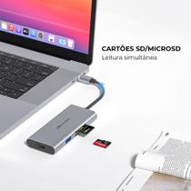 Hub Adaptador 7 Em 1 Com Usb 3.0 5 Gbps Usb-c Hdmi Cartão Sd Micro Notebook Tablet Smartphone