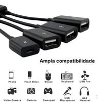 Hub Adaptador Cabo Otg Micro Usb 4 Portas Android para Celular Hub Adaptador Cabo Otg Micro Usb 4 Portas Android para Celular