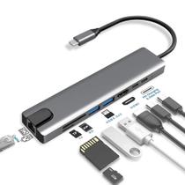 Hub Adaptador Com 8 Saídas Em 1 Hdmi 4k Tipo-c 4k Ultra HD USB 3.1