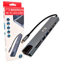 Hub Adaptador F3, Type-C 8 em 1 para HDMI, Type-C, USB 3.0, Cartão Micro SD, Cartão SD, PD (Power Delivery até 87W), Lan RJ-45 -JC-TYC-860 Hub Adaptador F3, Type-C 8 em 1 para HDMI, Type-C, USB 3.0, Cartão Micro SD, Cartão SD, PD (Power Delivery até 87W), Lan RJ-45 -JC-TYC-860