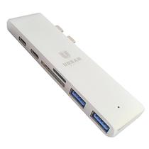 Hub Adaptador Macbook 7 em 1 USB-C HDMI SD Cinza Claro