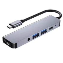 Hub Adaptador Usb-c 5x1 Tomate Alumínio Hdmi 4k Usb P2 Áudio Hub Adaptador Usb-c 5x1 Tomate Alumínio Hdmi 4k Usb P2 Áudio
