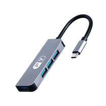 Hub Adaptador USB-C FY-735 com 4 Portas 3x USB 2.0 + 1x USB 3.0 de Alta Velocidade