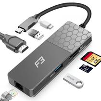 HUB Adaptador USB-C para HDMI - 1 porta USB e USB-C, HDMI, LAN, Micro SD - F3 JC-TYC-760 HUB Adaptador USB-C para HDMI - 1 porta USB e USB-C, HDMI, LAN, Micro SD - F3 JC-TYC-760