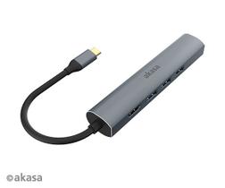Hub Akasa USB Tipo C 5 em 1 HDMI com Ethernet 3 USB Tipo-A 5 Gbps HDMI RJ45 10/100/1000/Mbps AK-CBCA22-18BK