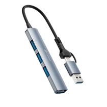 HUB C3Tech USB-C/A 3.0, para 1x USB 3.0, 3x USB 2.0, Prata - HU-C500GY