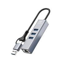 HUB C3Tech USB-C/A 3.0, para 3x USB 3.0, Ethernet, Preto - HU-LAN1000GY HUB C3Tech USB-C/A 3.0, para 3x USB 3.0, Ethernet, Preto - HU-LAN1000GY