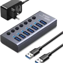 HUB Comtac Power Switch USB-A 3.0, para 7x USB-A 3.0, Alumínio - 24129450 HUB Comtac Power Switch USB-A 3.0, para 7x USB-A 3.0, Alumínio - 24129450