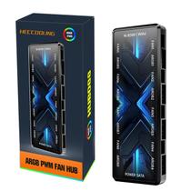 Hub de ventilador HECCOOLING ARGB PWM 2 em 1 para 8 ventiladores e 8 LEDs