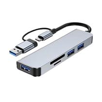 Hub Dock 5 Em 2 Usb-c E Usb-a Tomate Tf Sd Alta Velocidade