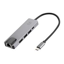 Hub Dock Multilaser Usb Tipo-C 5 Em 1 Com Hdmi 4K, Rj45 Ethernet, Usb 3.0 E Power Delivery 100W