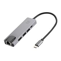 Hub Dock Multilaser Usb Tipo-C 5 Em 1 Hdmi 4K, Rj45